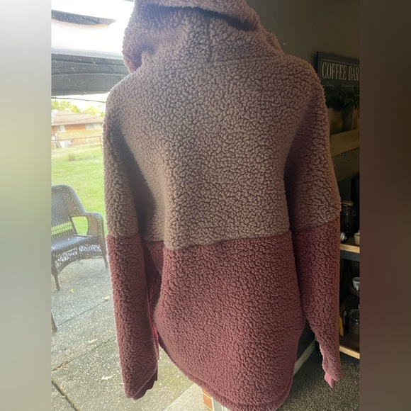Victoria's Secret PINK Varsity Sherpa Half Zip Pullover Hoodie Pink Colorblock S - Picture 6 of 9